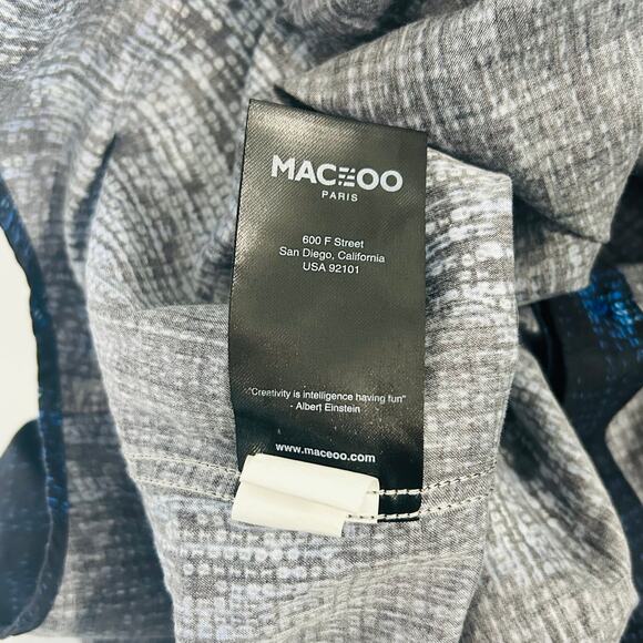 Maceeo Skull Print Button Down Dress Shirt Navy Blue Long Sleeve Small OOAK - Picture 4 of 9